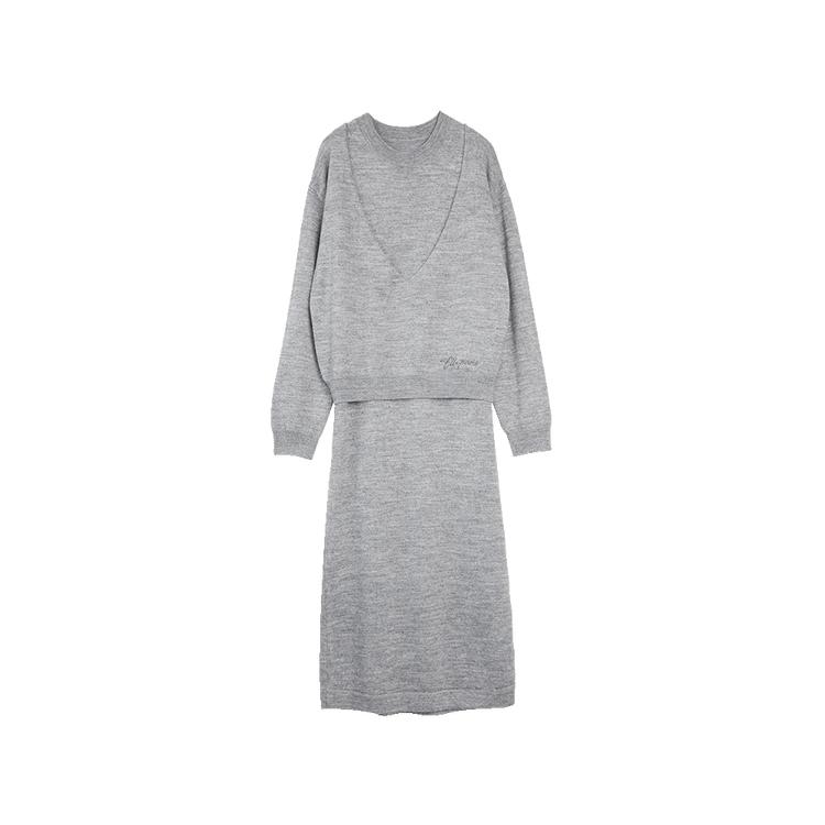 ELLE French Style Sheep Wool Two-Piece Casual Versatile Knit Dress Women dresses L8WLL658