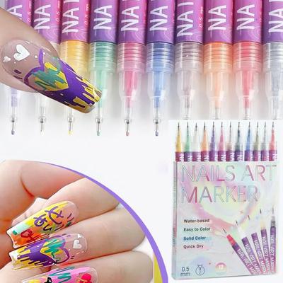 12 Colors Nail Art Pen Waterproof Paint Pen Set Quick-dry DIY Nail Graffiti Pen Drawing Painting Line Pencil Manicure Tools