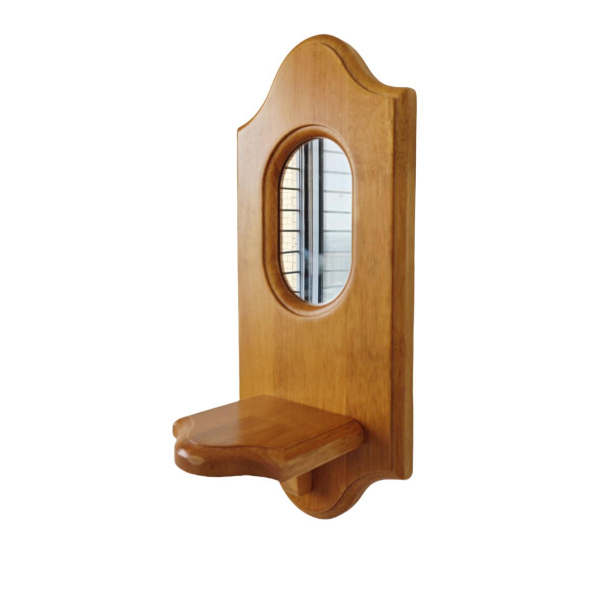 

Classic Style Wall Decoration Mirror Solid Wood Aromatherapy Candlestick Shelf Wall Hanging Cafe Plush Decoration 33X15CM