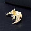 Women Fashionable Cartoon Moon Brooch Crystal Rhinestones Brooch Pins Party Jewelry Gift