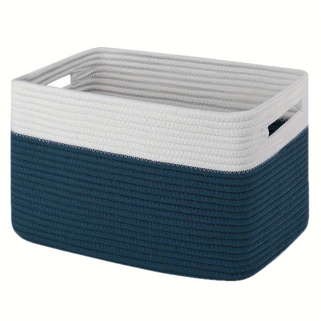 Velkokapacitní obdélný pletený úložný koš z bavlněné šňůry na stůl a prádlo