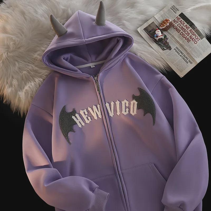 Women's Fleece-Lined Embroidered Hoodie Cardigan: Autumn/Winter 2023 Collection