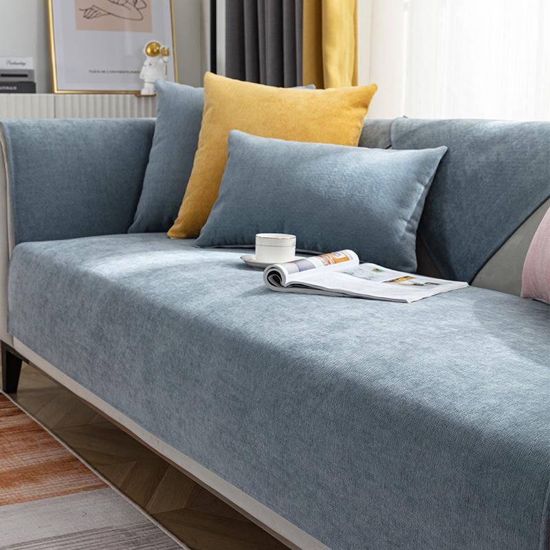 Four Seasons Universal Sofa Cushion Chenille Non-slip Simple Modern Scandinavian Solid Color High-grade Gray Sofa Cover Cover Towel