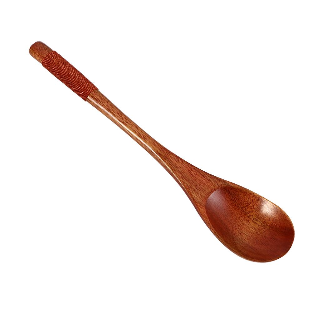 Kitchen Natural Kitchen Gadgets Long Handle Winding for Mixing/Stirring Soup Spoon Fork Wooden Spoon Tableware
