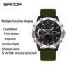 SANDA 3D Multifunction Sports Watch – 3 Time Zones, Waterproof, Student Wristwatch