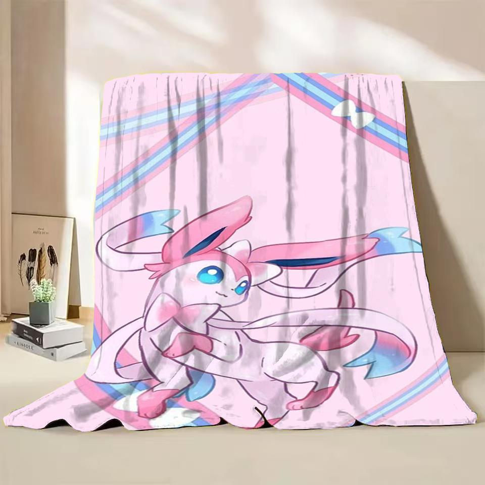 Pokémon Evoli Flanell-Kuscheldecke für Bett Sofa Zuhause Schlafzimmer Büro Reisen Kinder-Überwurfdecke Kinder Winter Warm Weich Geschenke