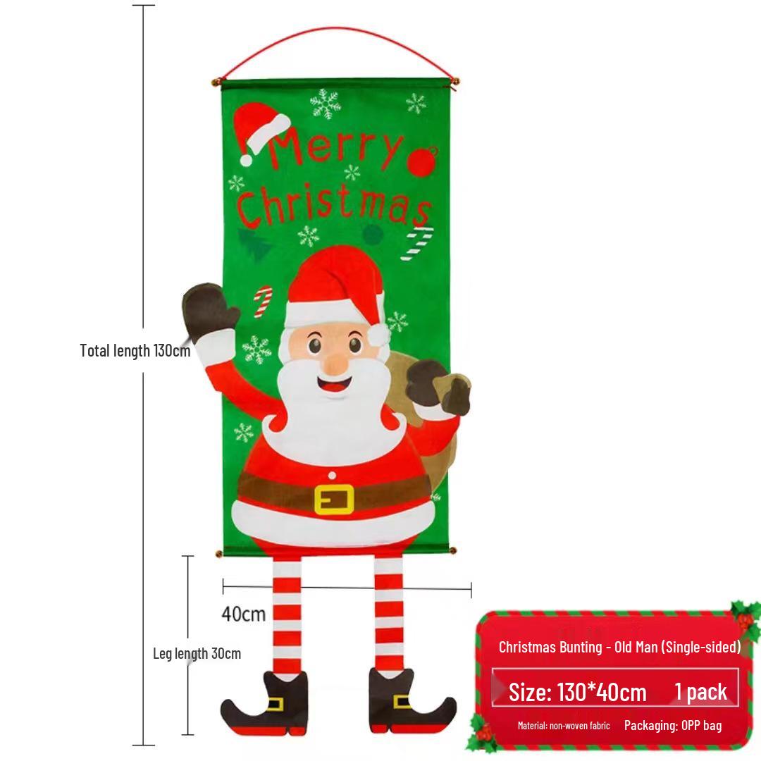 Creative Christmas Hanging Decor: Elk, Santa Claus Cloth Banner & Ornaments