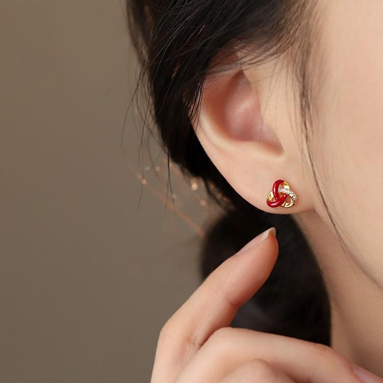 Ankara Red Cross Wound Concentric Knot Earrings Birthday Earrings 2026 Horse New Year Earrings