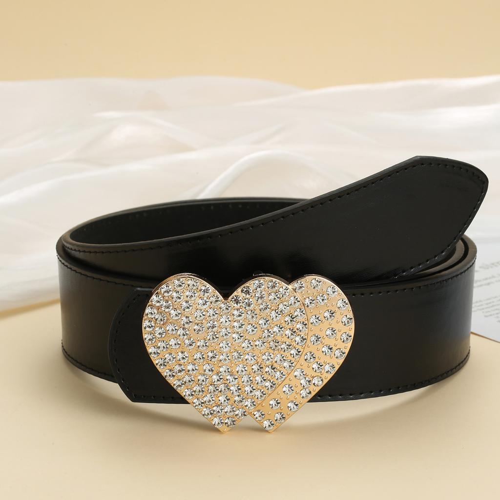 Diamond-Encrusted Love Belt With Skirt Decoration Waist Circumference Outer Wear Heart-Shaped Buckle Waist Belt Simple Belt