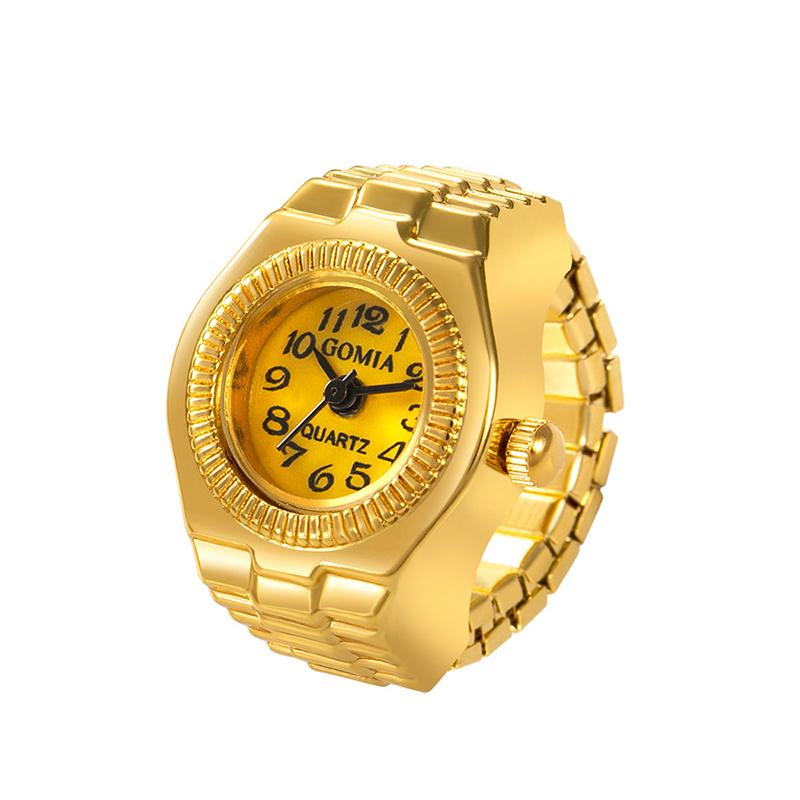 Creative Punk Square Dial Quartz Watches Rings For Women Men Couples Mini Elastic Strap Alloy Watch Finger Ring Jewelry