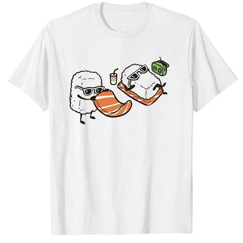 

Round neck casual Tshirt summer new fashion cartoon sushi fun printed Womens Tshirt Harajuku summer short sleeved 4XL
