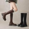 Krazing Pot Microfiber Autumn Winter Shoes Thick Bottom Platform Size 43 Long Boots Zipper Punk Style Thigh High Boots