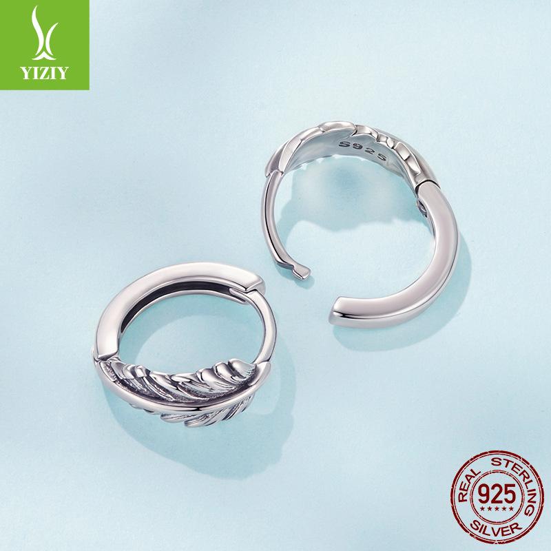 Vintage Textured Leaf Ear Buckle Feminine Charm Elegant S925 Sterling Silver Leaf Earrings Earrings