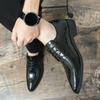 Europe and the United States New 46 47 48 Large Size Pointed Lace-up Leather Shoes for Men Business Dress Plaid Casual Shoes