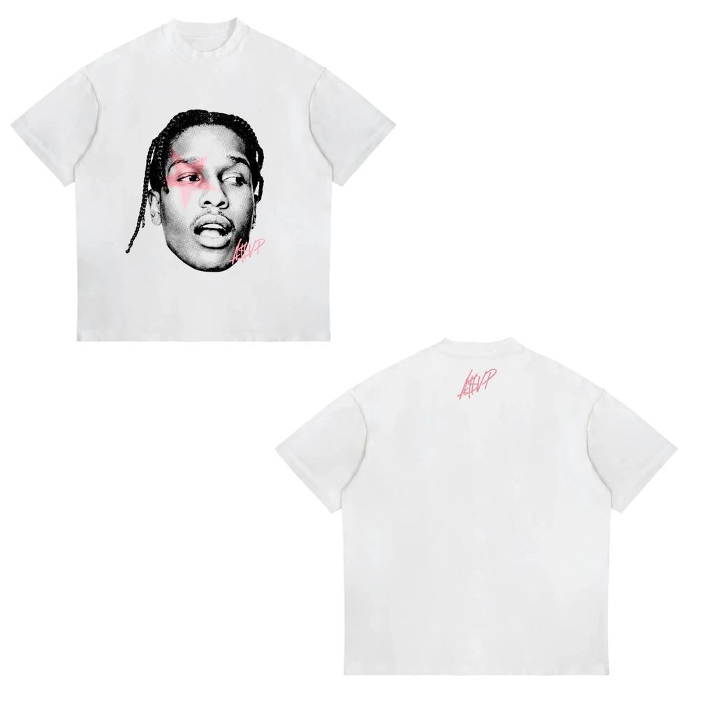 Hip Pop Tops New ASAP ROCKY Shortsleeved High Street Unisex Women Gothic Tees AAP Portrait Loose Casual Harajuku Tops Unisex