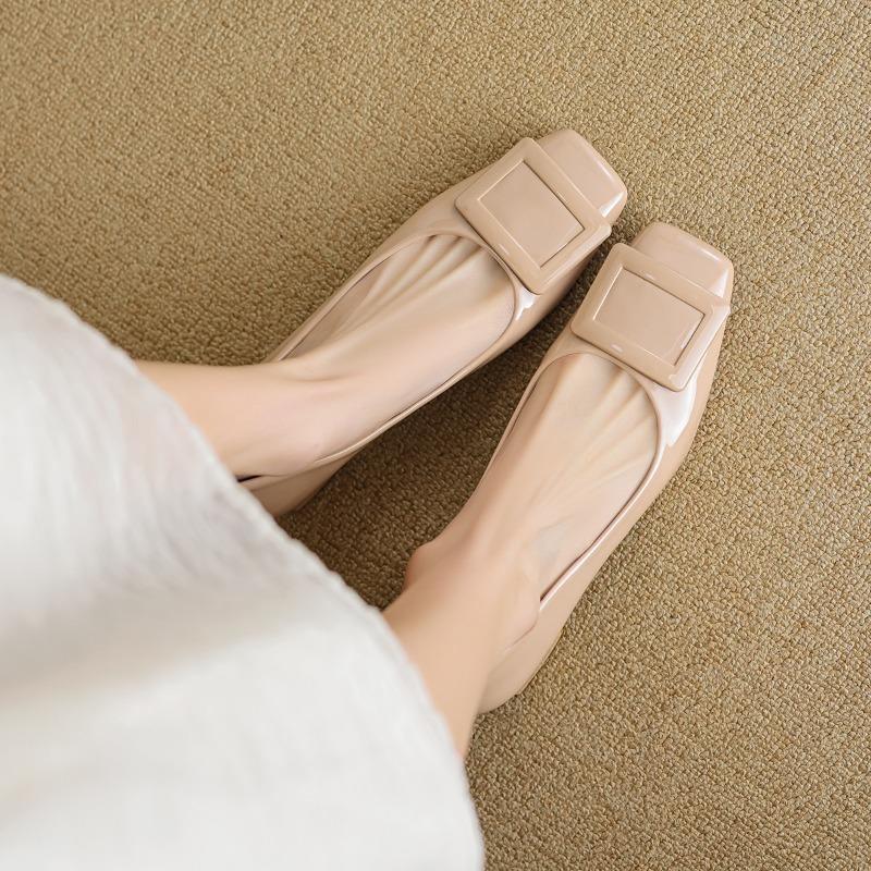 French high heels women square head a foot stirrup work shoes shallow mouth temperament commuter single shoes