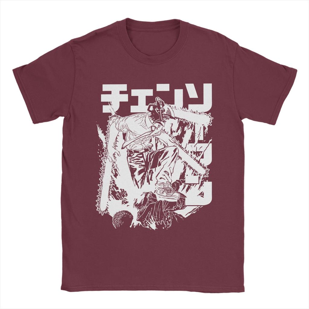 Hip Hop Chainsaw Warrior Tshirts Men 100Cotton Short Sleeve Chainsaw Man Manga Denji Devil Makima Anime Summer Clothing