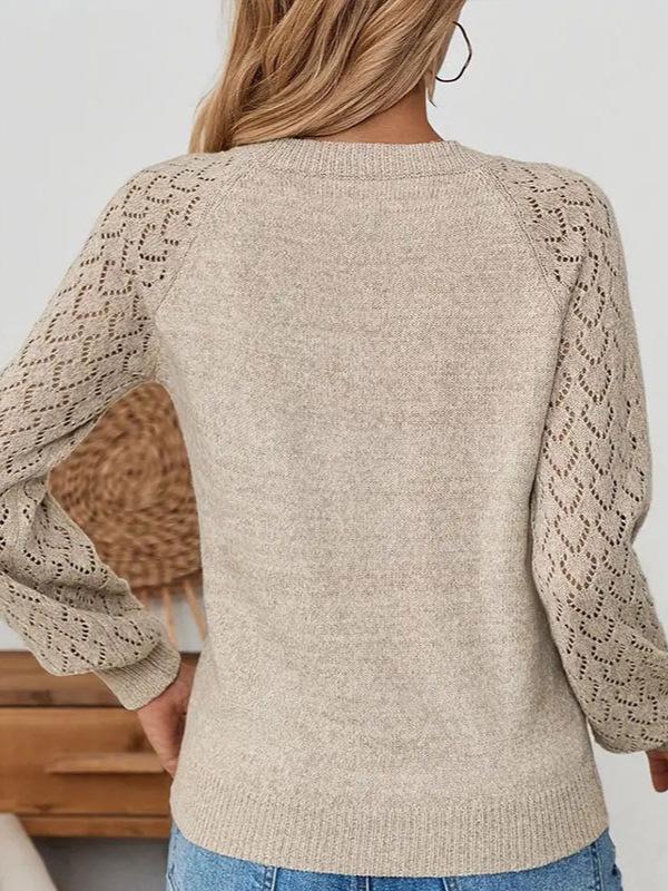 Women's Woolen V-neck Knit Sweater - Autumn/Winter, Solid Color, Long Sleeve, Loose Fit
