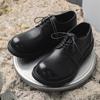 Big head leather shoes thick sole soft surface low-top shoes retro handmade round head casual derby shoes versatile small black shoes 9313-J