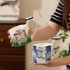 Ceramic Couple's Butterfly Mugs - European & American High-End Hand-Painted Embossed Design for Office Use