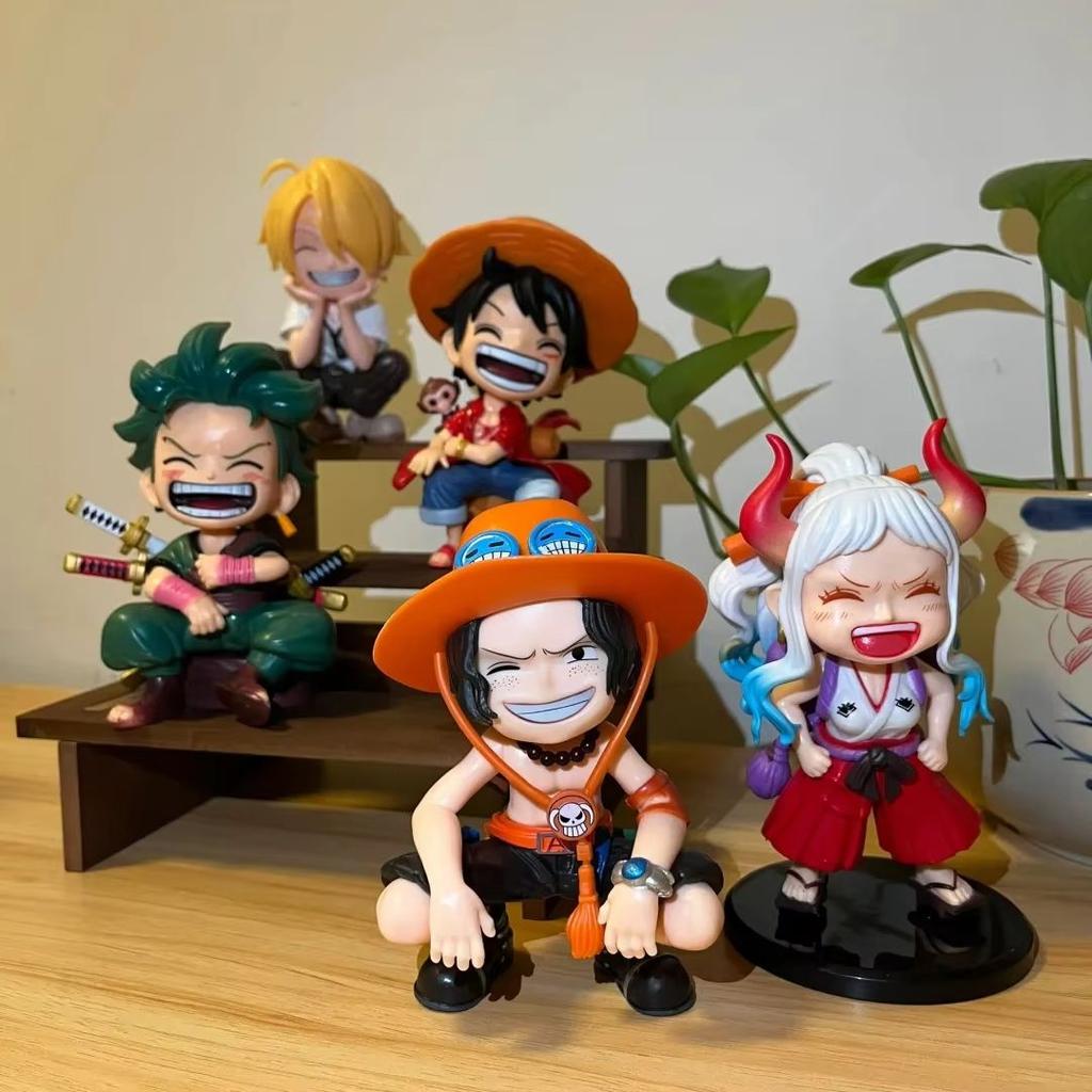 Hot 5Pcs/set One Piece Anime Figure Luffy Zoro Sanji Ace Yamato Figure Big Laugh Luffy Pvc Model Doll Collection Toy Gifts