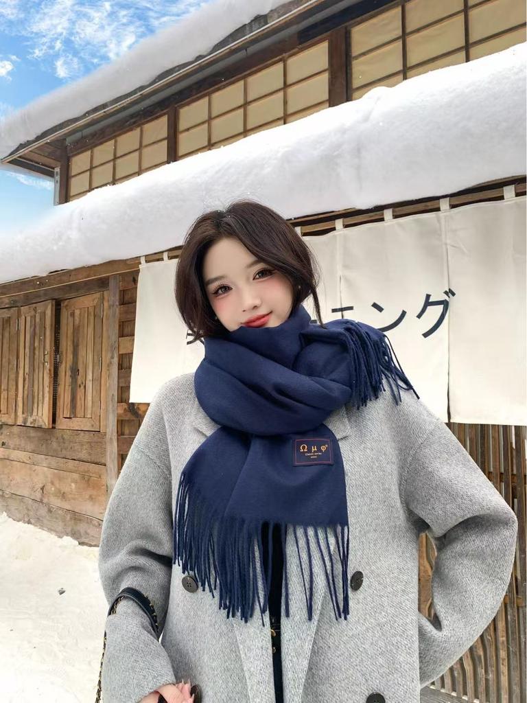 2025 New Korean-Style Women's Christmas Zodiac Red Shawl - Warm Winter Scarf