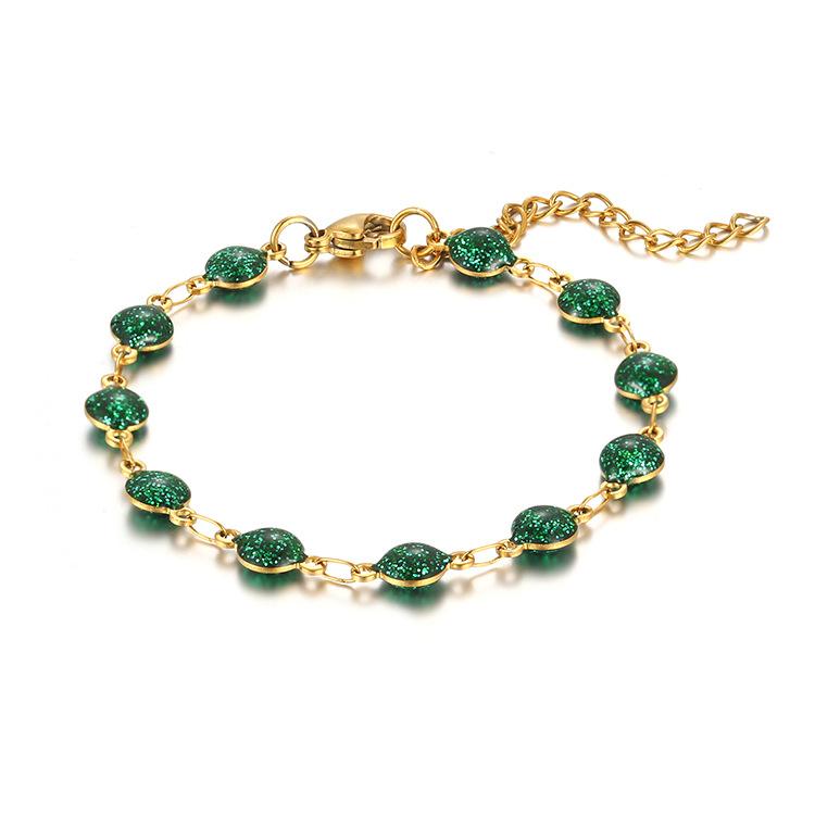 

Cross-Border Bohemian Fashion New Stainless Steel Powder Bracelet High-End Sense Versatile Women S Plated 18K Jewelry
