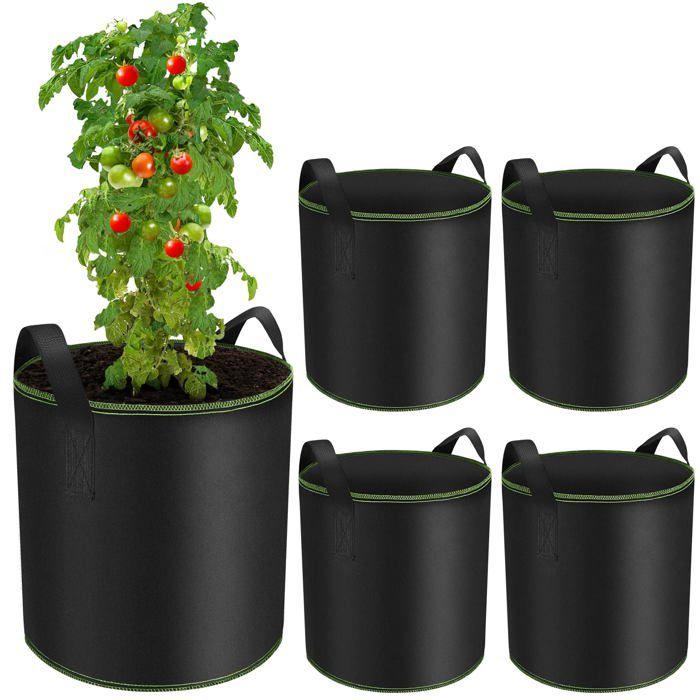 Sac de plantation - AIMOONSA - Lot 5 - 40 L (38×33,5 cm) - Tissu non tissé respirant - Poignées renforcées