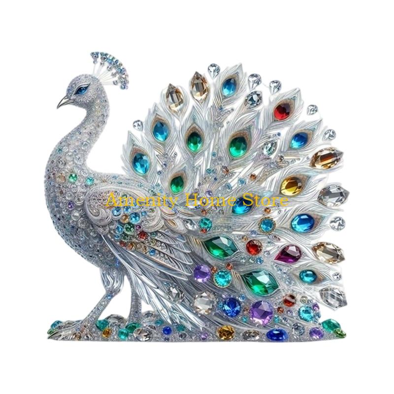 F26C Acrylic Peacocks Statue Figurines Table Centerpieces Animal Figurines Sculptures Table Ornament for Home Office Decors