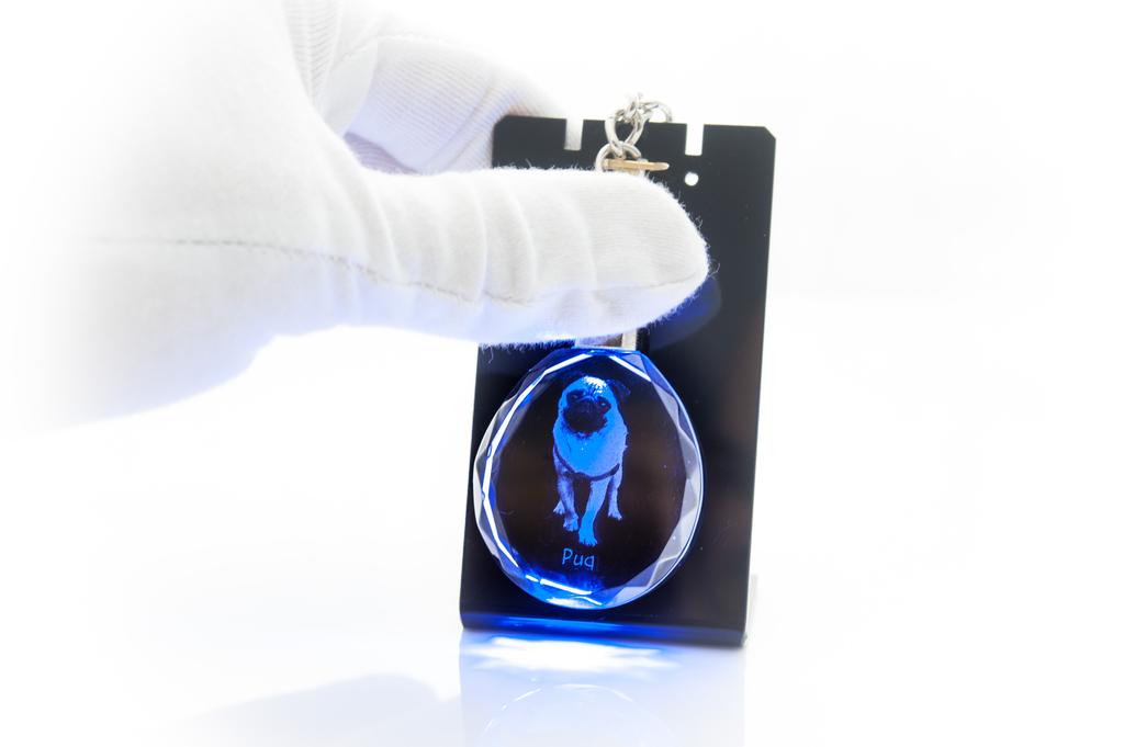 Pug - pendant with a photo of a dog, crystal key ring in a gift box, a unique gift by Art-Dog