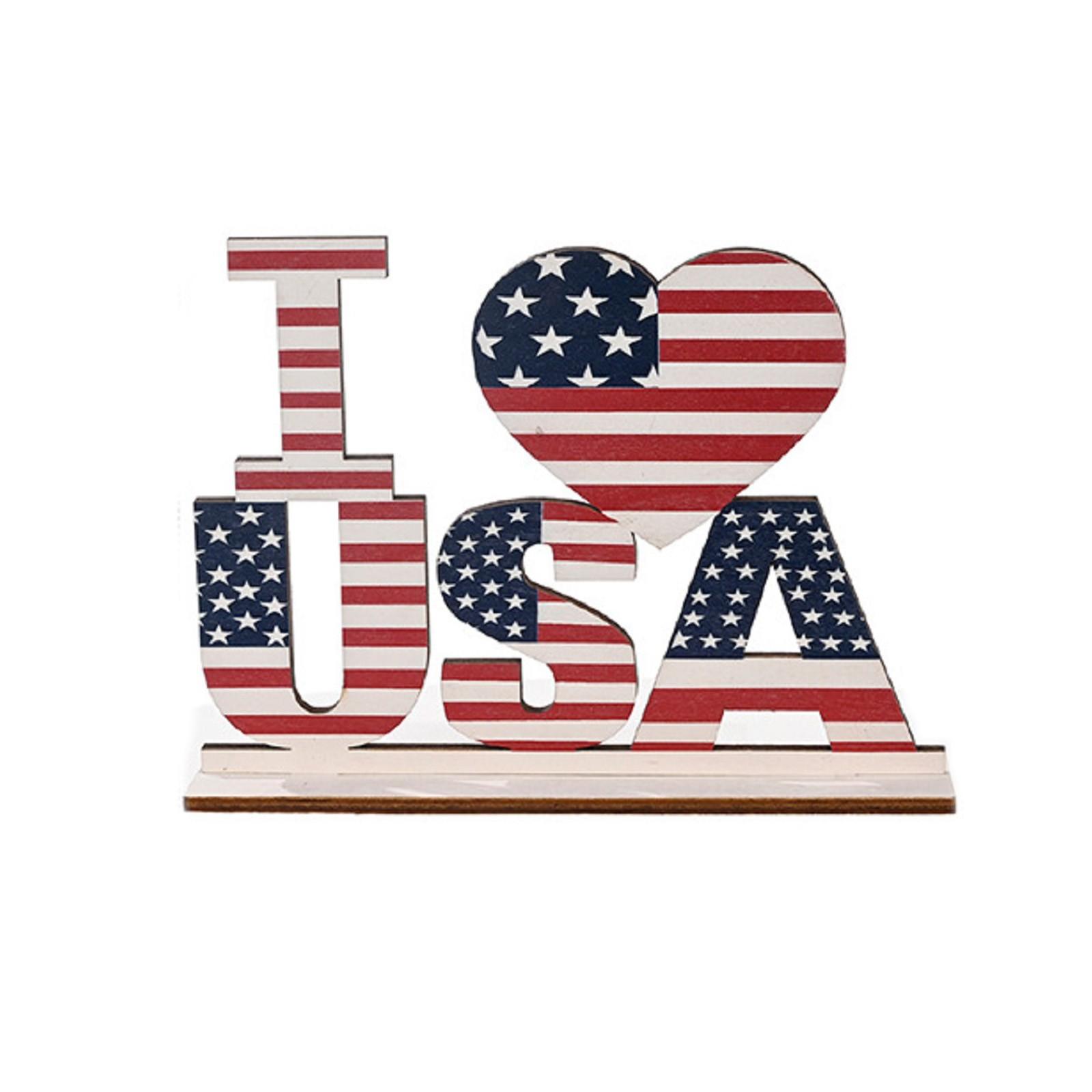 

Деревянные буквенные украшения для Дня независимости и Национального дня в Соединенных Штатах, настольные креативные печатные украшения One Size