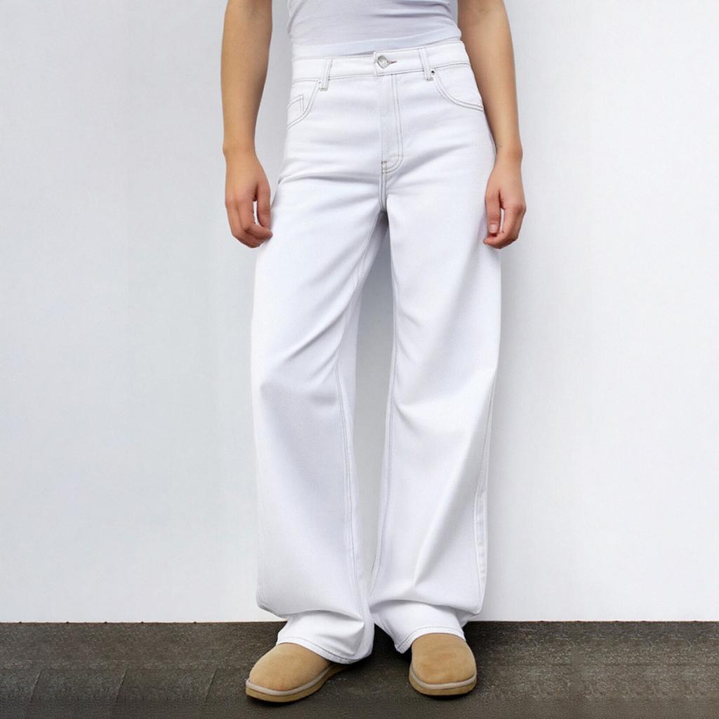 Women's Washed Retro Straight High Waist Wide Leg Loose Drape Versatile Jeans