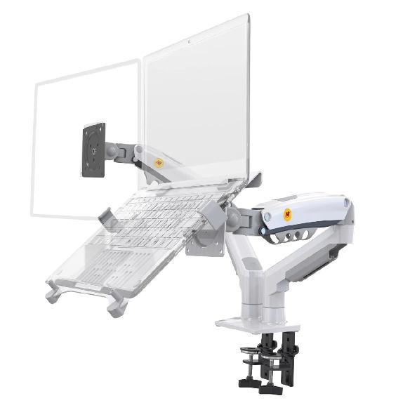 Supporto a Braccio Doppio a Molla a Gas Desktop NB F160 + FP-2 per Monitor 17"-27" + Supporto per Laptop 10"-17" Supporto a Pressione d'Aria Carico 2-9kg