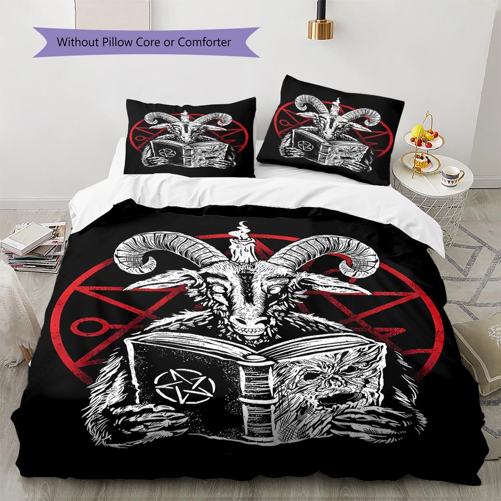 Baphomet Pattern Bedding,Quilt Set Quilt Cover Pillowcase Home Birthday Gift (1 * Duvet Cover + 2 * Pillowcase, Without Core)