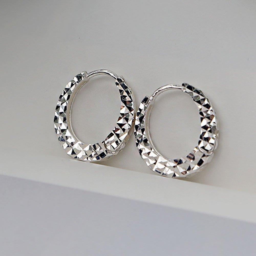 925 Silver Bling Cut Ring Earrings