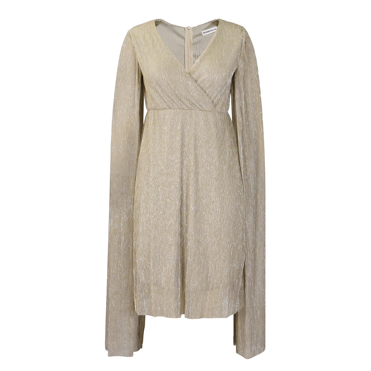 

Элегантное вечернее платье с V-образным вырезом и длинными рукавами для женщин - зимняя мода в африканском стиле M