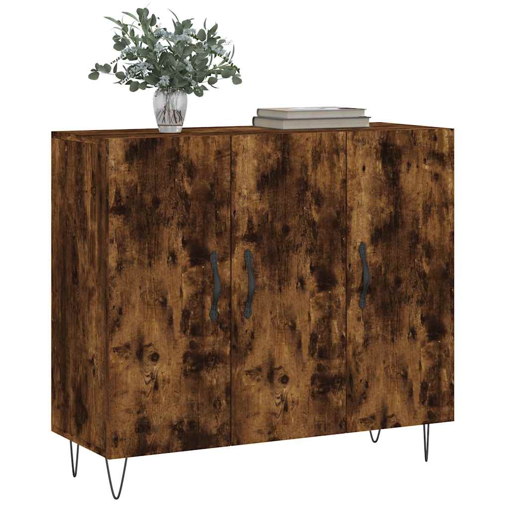 Sideboard Smoked Oak 90x34x80 Cm Wood Based Panel