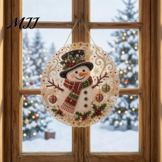 Unique Christmas Craft Gifts DIY Sun Catcher Kit, Faux Pearl Art Hanging Ornament, Santa Claus Artistic Projects for Beginners Xmas Tree Kit