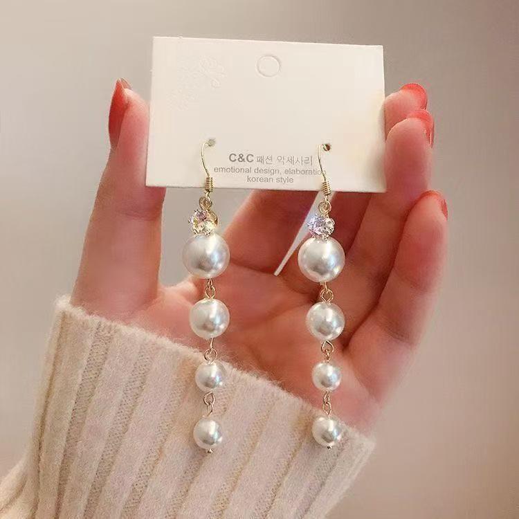 Exquisite Silver Pearl Tassel Earrings - Versatile, Niche Design for Women