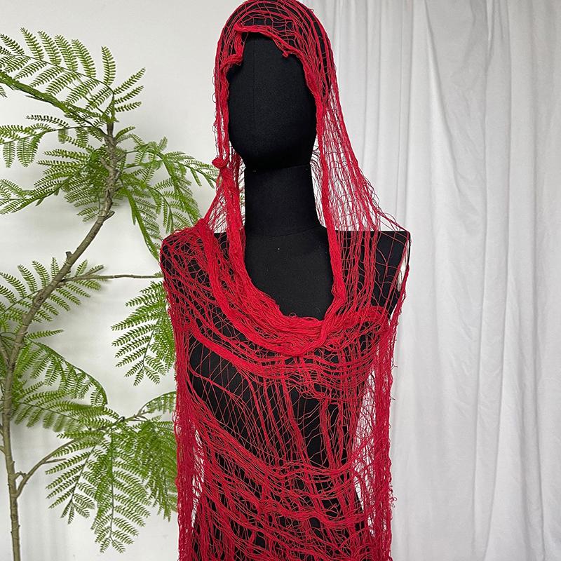 

Distressed Scarf Ripped Netted Shawl Wrap Women Street Elegant Mesh Hole Shoulder Wrap For Casual Photography Shawl Wrap красный