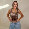 Women Polka Dot Print Sleeveless U Neck Cropped Fitted Casual Tank Top
