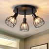 Kitchen Lamp Ceiling Type Three Lights Multi-directional Rotation Black Iron Lampshade For Kitchen Farmhouse Restaurant Porch Corridor Etc