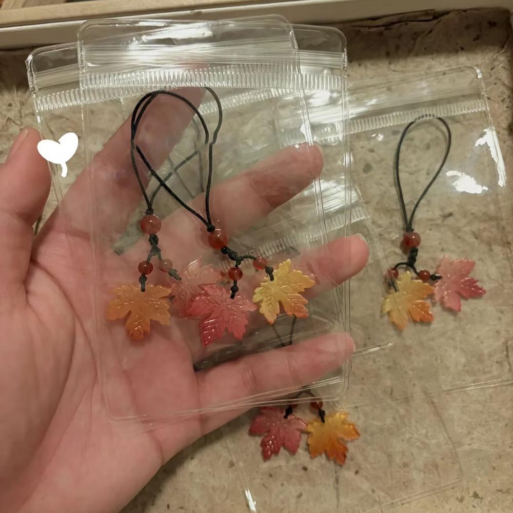 Transparent Snowflake Christmas Tree Cute Leaves Wind Chime Pendant Mobile Phone Lanyard Kawaii Bag Decor Gifts