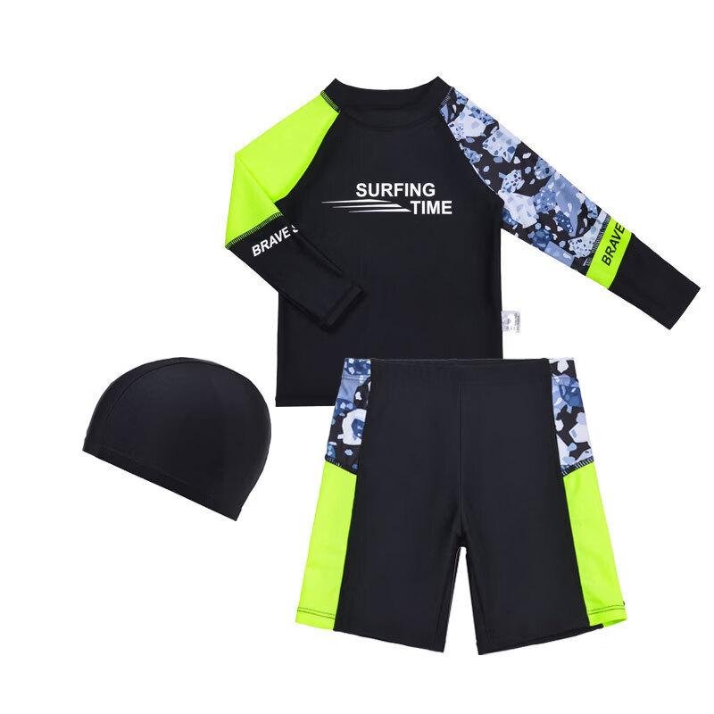 Boys  Fluorescent Long Sleeve Quick-Dry Split Swimsuit