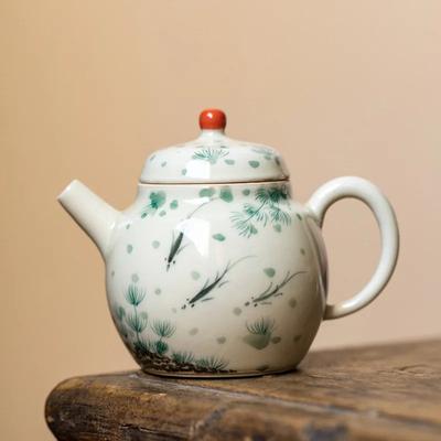 Ručně malovaný porcelánový čajový set kung-fu pod glazurou Vintage konvička Xiaowen Konvička pro domácnost Filtr Čajový vyluhovač Čajová konvice