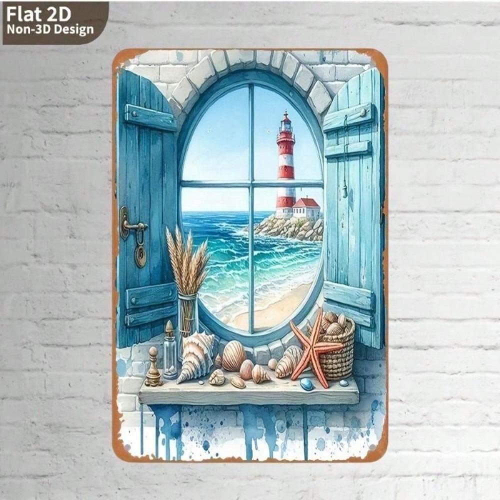 Vintage Metal Sign Lighthouse Nautical Wall Decor Bar Cafe Home Ornament