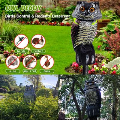 Simulierter Vogelabwehr für Garten Hof Außen Vogelabwehr mit drehendem Kopf Schädlingsbekämpfung Fake Eulen Attrappe