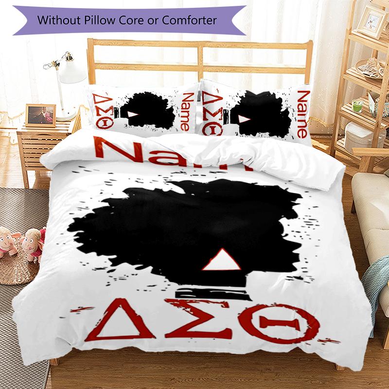 3pcs Custom Name Delta Sigma Theta Bedding Set Duvet Cover Closure Includes 1 Duvet Cover & 2 Pillowcases for All Seasons Bedroom Decor