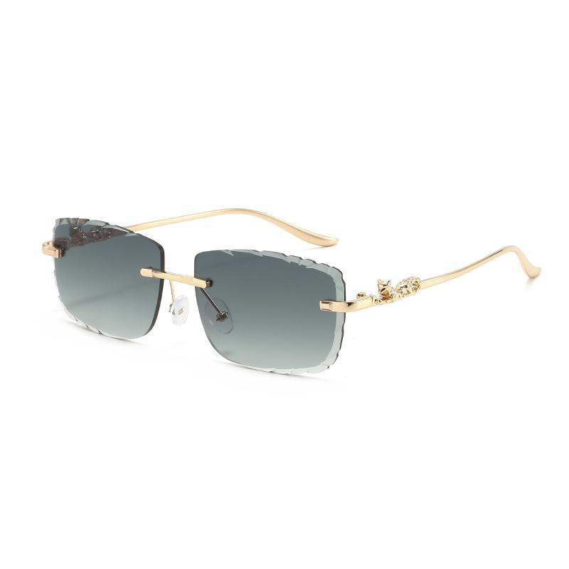 Frameless Square Metal High-end Glasses Fashion Trendy UV Resistant Outdoor Sunscreen Sunshade Sunglasses
