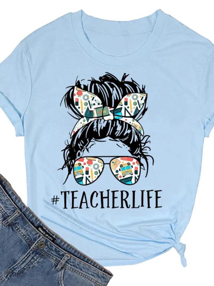 

TEACHERLIFE Женская футболка с принтом черепа, с коротким рукавом, с круглым вырезом, свободная, женская футболка, женская футболка, топы, camisetas mujer XXXL небесно-голубой